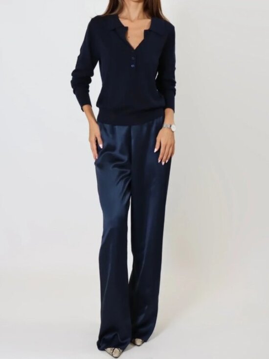 Aritzia Pants - APRIL SEVEN APRIL SATIN PANT - Navy
